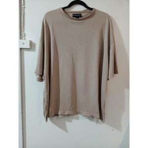Baracuta XL Mens Silk Rayon Oversized T-Shirt Tan